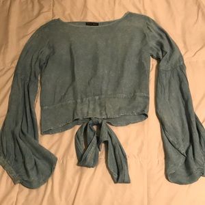 Light blue cropped shirt